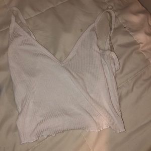 white v-neck cropped tank top